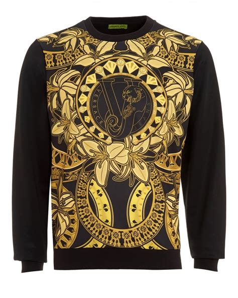 black and gold versace sweater|Versace sweatsuit for men.